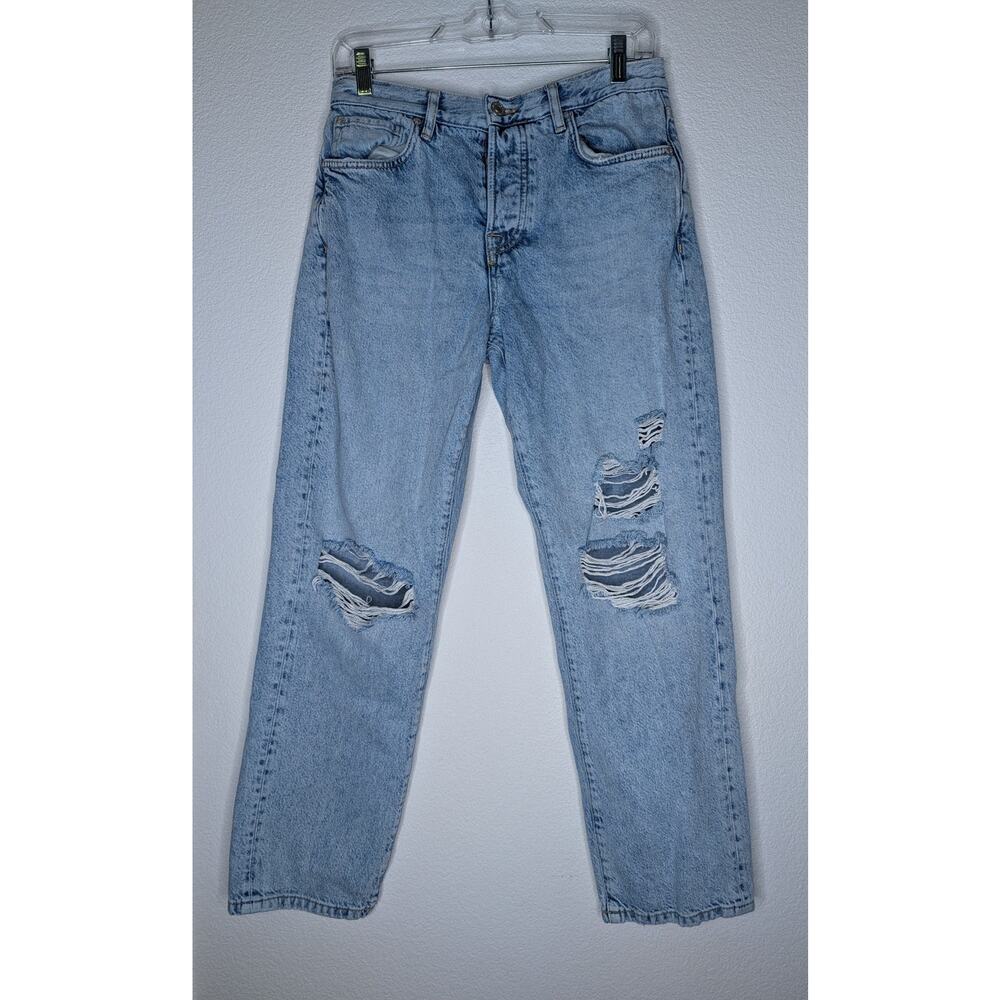 Free People We the Free Distressed Light Straight Jean 27